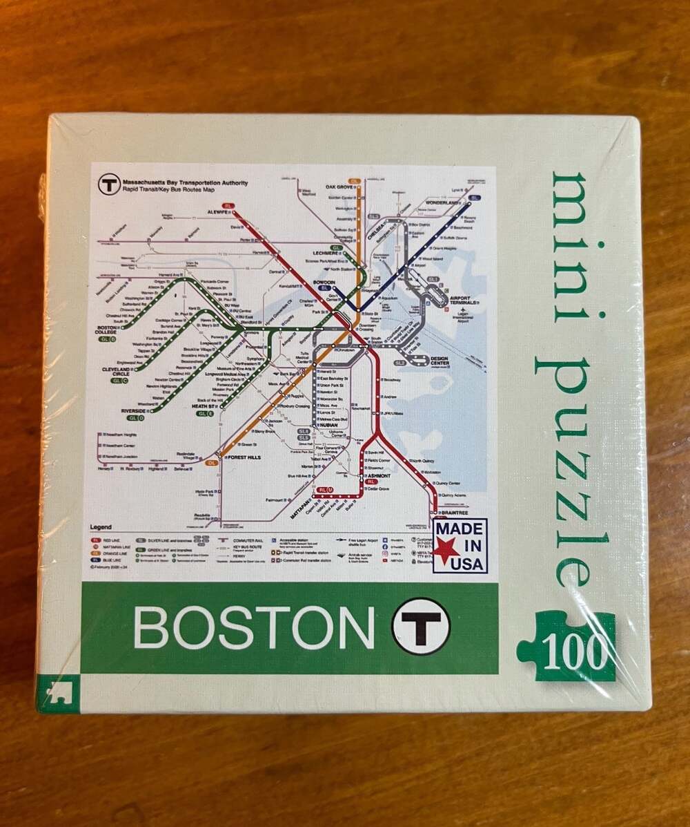 New York Puzzle Company Boston T Map 100 Piece Double-Sided Mini Puzzle